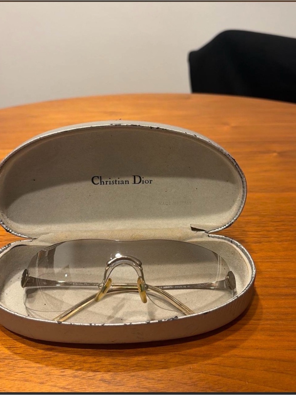 Dior Rimless Men’s Glasses with Gold Temples and Clear Lenses